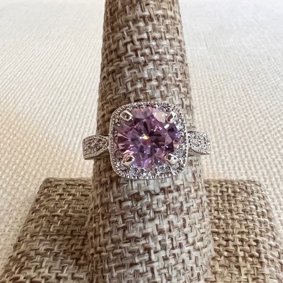 Swarovski Jewelry - Swarovski Pink Crystal with Clear Halo Channel Set Crystals Ring Sz 9 1/4